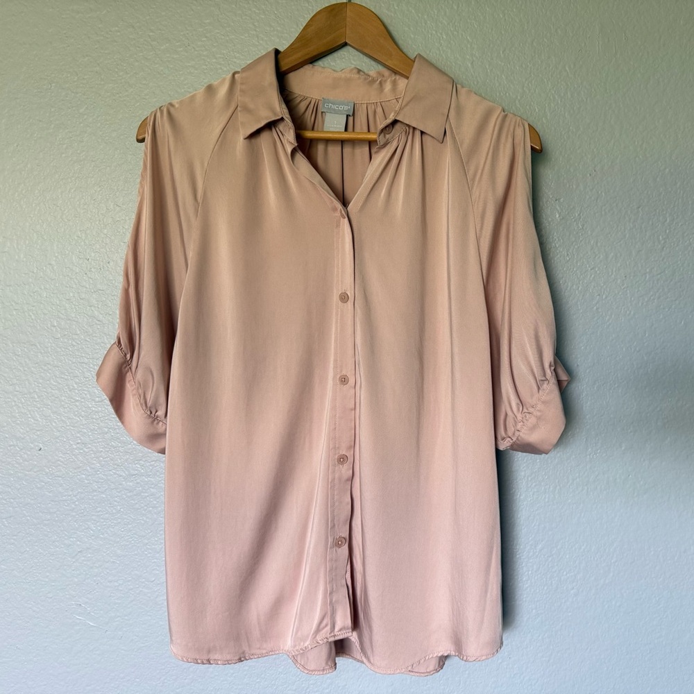 Chico's Women's Blush Button Down Shirt Size Medium/large